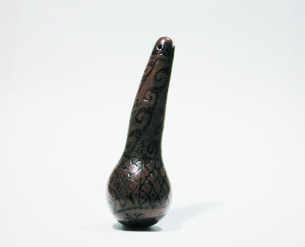 Coca tartály égetett díszítéssel, Chancay (tök) (lásd még: 176081) alkotó: Pre Columbian Pre Columbian
