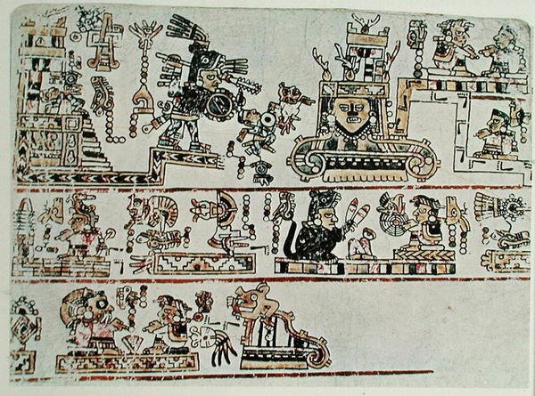 A Codex Bodley fakszimile másolata, részlet, 1521 körül (vellum) alkotó: Pre Columbian Pre Columbian