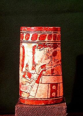 Hengeres váza, maja, 7-8. század (polikróm kő) alkotó: Pre Columbian Pre Columbian