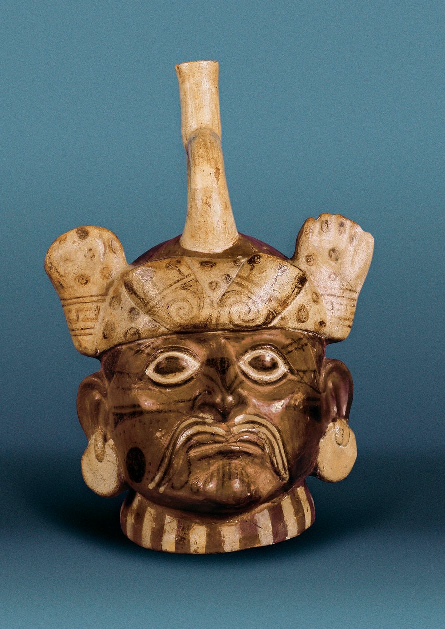 Kolumbusz előtti civilizáció: kerámia váza portréval, Peruból alkotó: Pre Columbian Pre Columbian