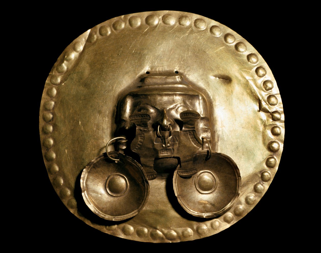 Kolumbiai előtti civilizáció Calima: arany mellizom. 7-15. századi Bogota, Museo de Oro Kolumbia alkotó: Pre Columbian Pre Columbian