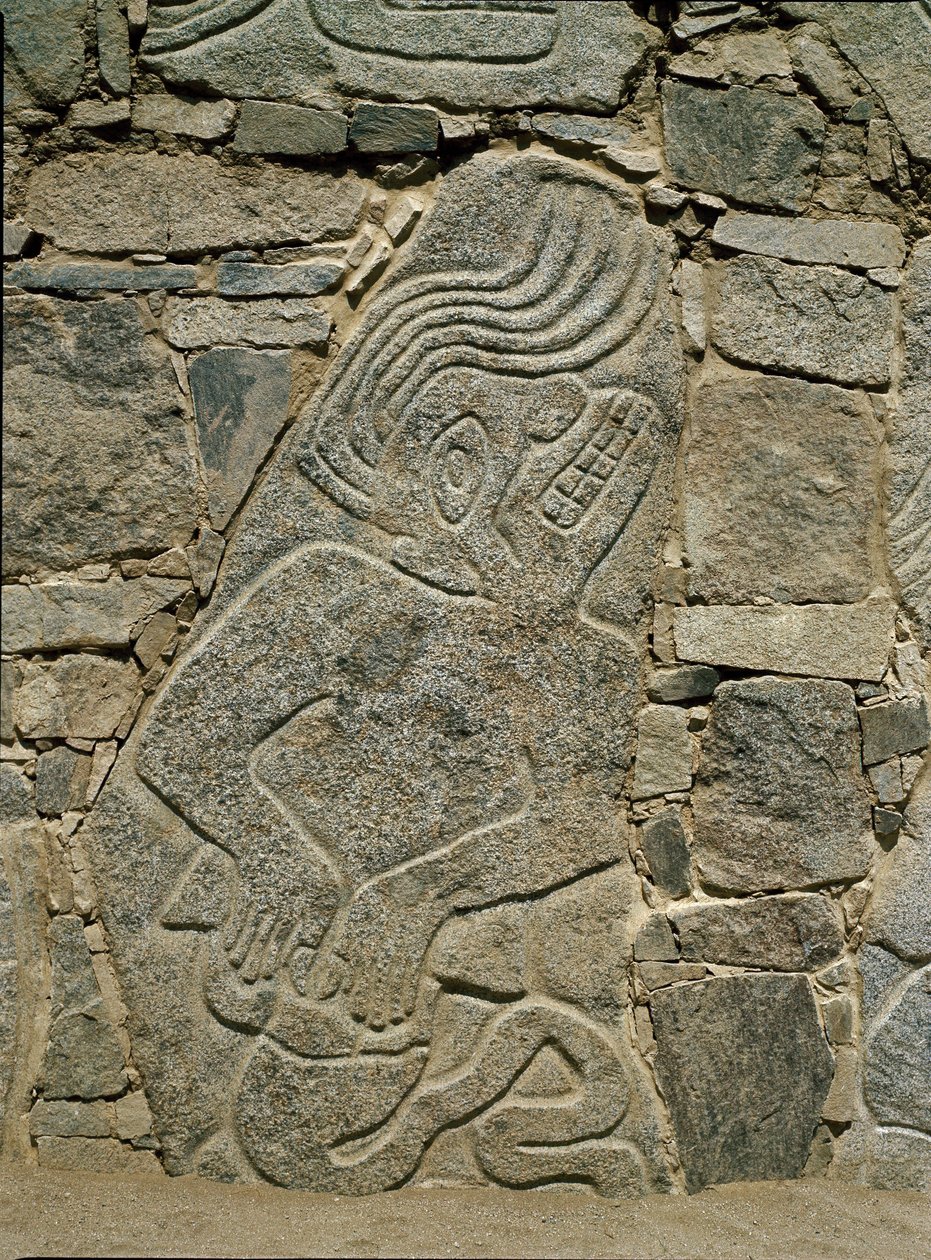 Fal egy harcos domborművel alkotó: Pre Columbian Pre Columbian