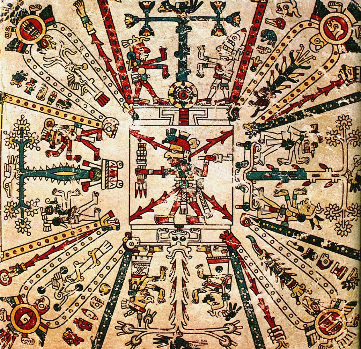 Xiuhtecuhtli azték isten. Fejérváry-Mayer kódex, XV. század alkotó: Pre Columbian art