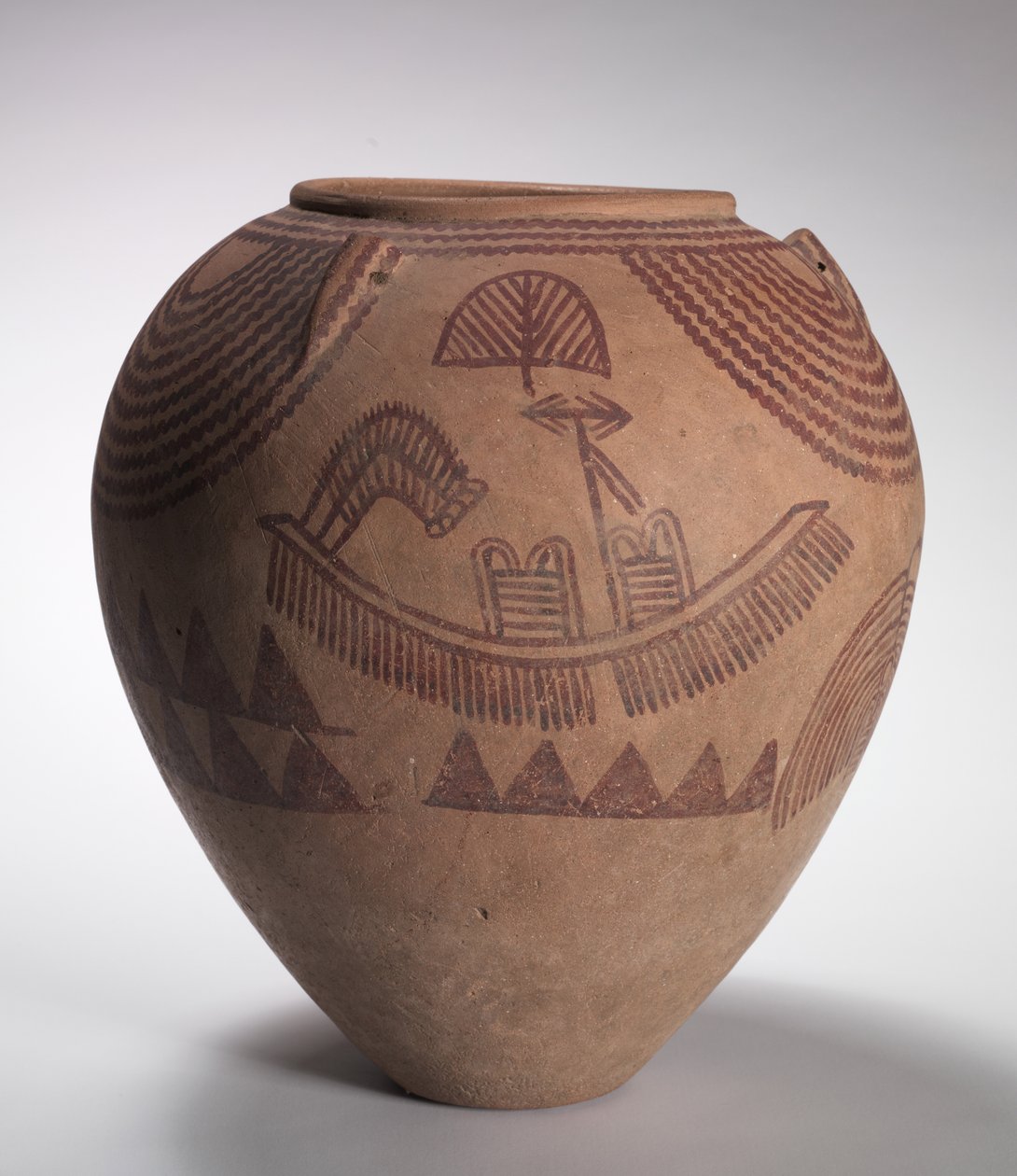 Díszített tégely csónakjelenetekkel, középső predinasztikus időszak, Naqada IIc-d korszak, Kr.e. 3300-3100 alkotó: Predynastic Period Egyptian