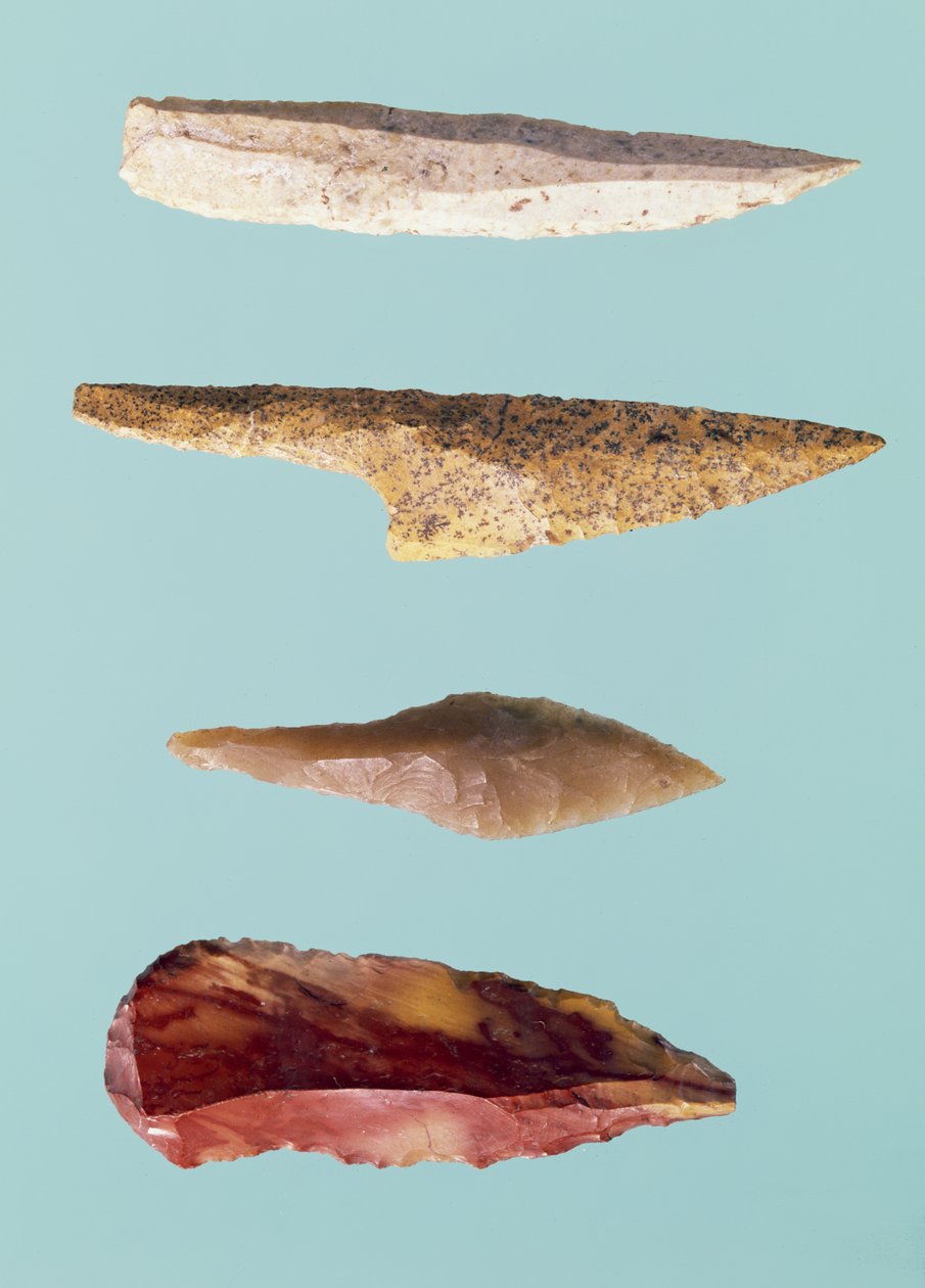 Négy kovakő, felső paleolit korszak, ie 35000-10000 (kőkő) alkotó: Prehistoric