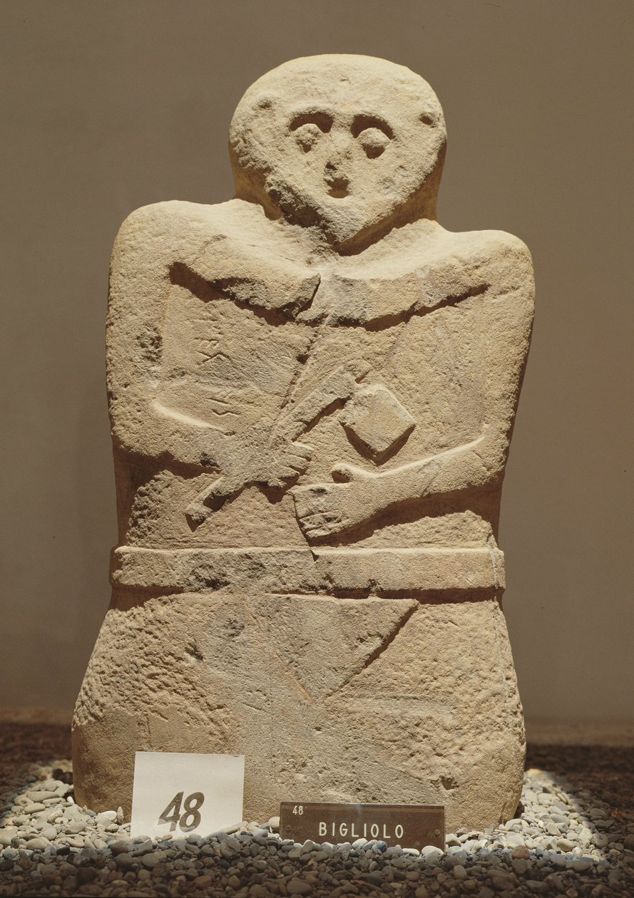 Az egyik Lunigiana sztélé, amelyet Bigliolóban találtak, ie 3000 körül alkotó: Prehistoric