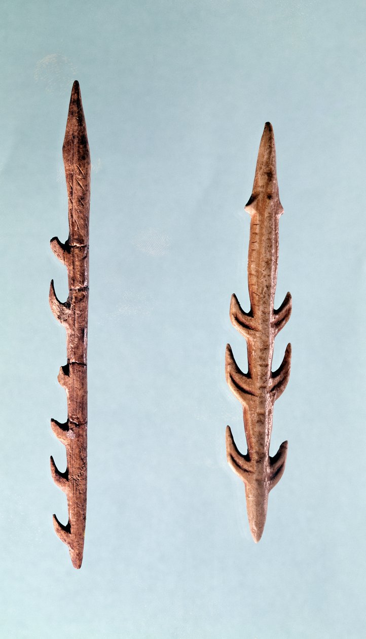 Két szigony, felső paleolit korszak, ie 35000-10000 (kőkő) alkotó: Prehistoric