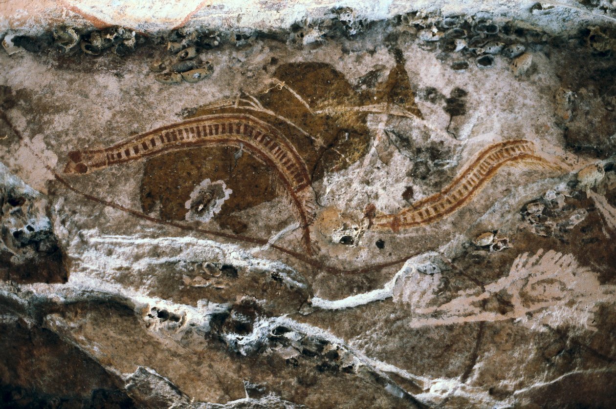 Őslakos sziklafestés, Ubirr-barlangok helye, Kakadu Nemzeti Park, Ausztrália (festmény) alkotó: Prehistoric Prehistoric