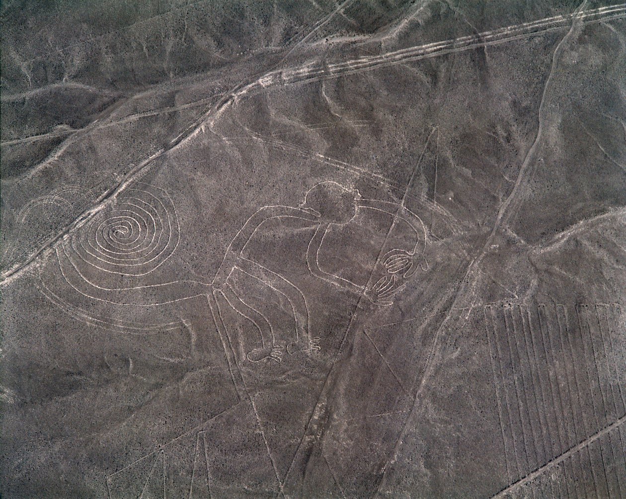 Légifelvétel egy majomfiguráról, Nazca Lines (fotó alkotó: Prehistoric Prehistoric