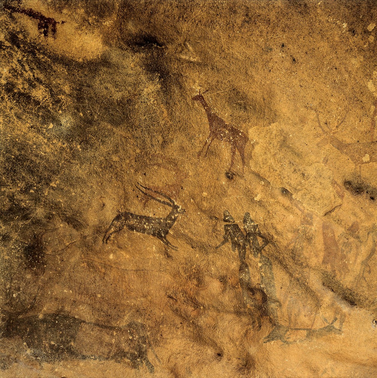 Őskori fallikus tánc Spanyolország, Katalónia, Lleida, El Cogul, Grotte des Maures (festmény) alkotó: Prehistoric Prehistoric