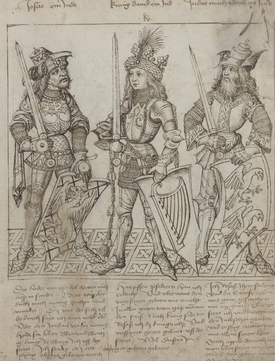 Józsué, Dávid király és Júdás Makkabusz alkotó: Primary Master of the Strassburg Chronicle