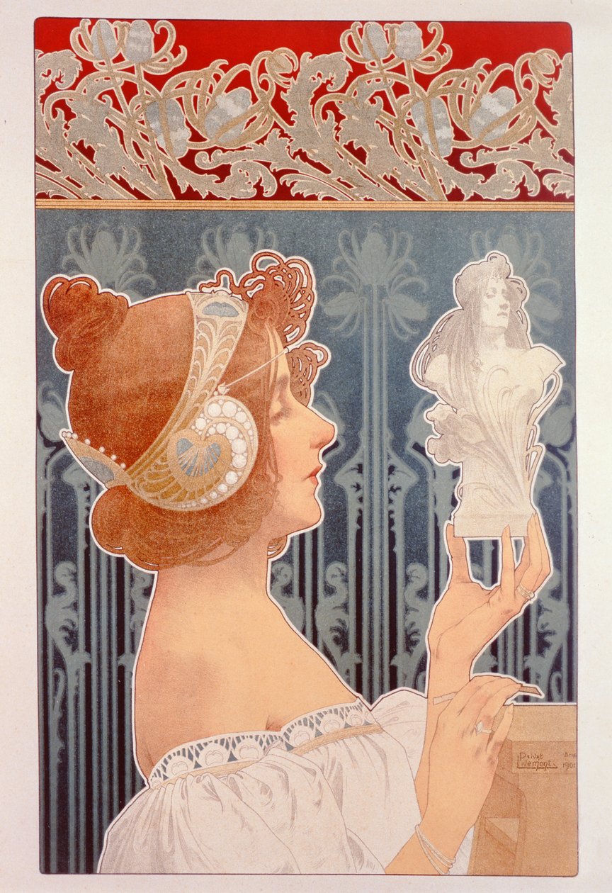 Nő, aki szobrocskát tart, 1901 alkotó: Privat Livemont