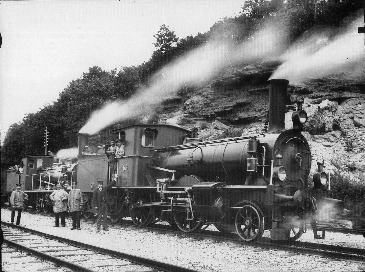 Mozdony a Schweizeriſchen Nordoſtbahn A2T típusú 63. számú pályázatával alkotó: Georg Wilhelm Hecklau