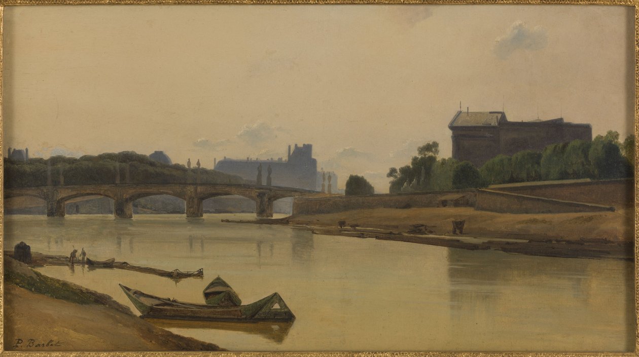 Le pont de la Concorde vu du quai de la Conférence, 1830 körül, 1830 körül (olaj, vászon) alkotó: Prosper Barbot