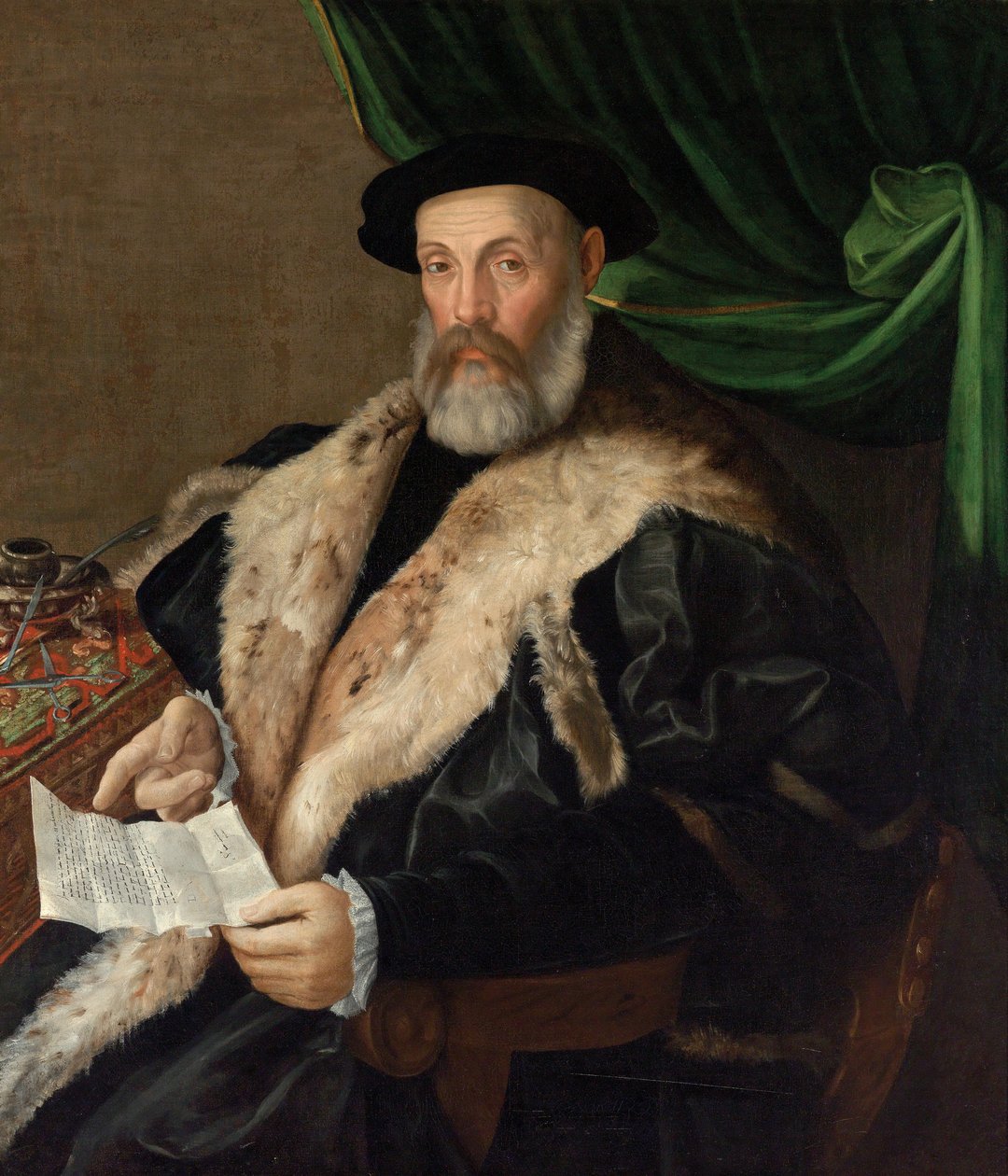 Egy idős úriember portréja prémes kabátban alkotó: Prospero Fontana
