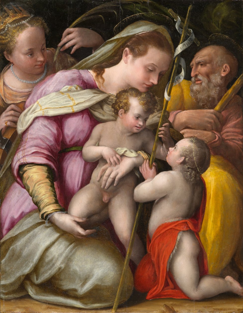 Szent Család Alexandriai Szent Katalinnal és Keresztelő Szent János csecsemőjével, 1551-1556 körül (olaj, nyárfatábla) alkotó: Prospero Fontana