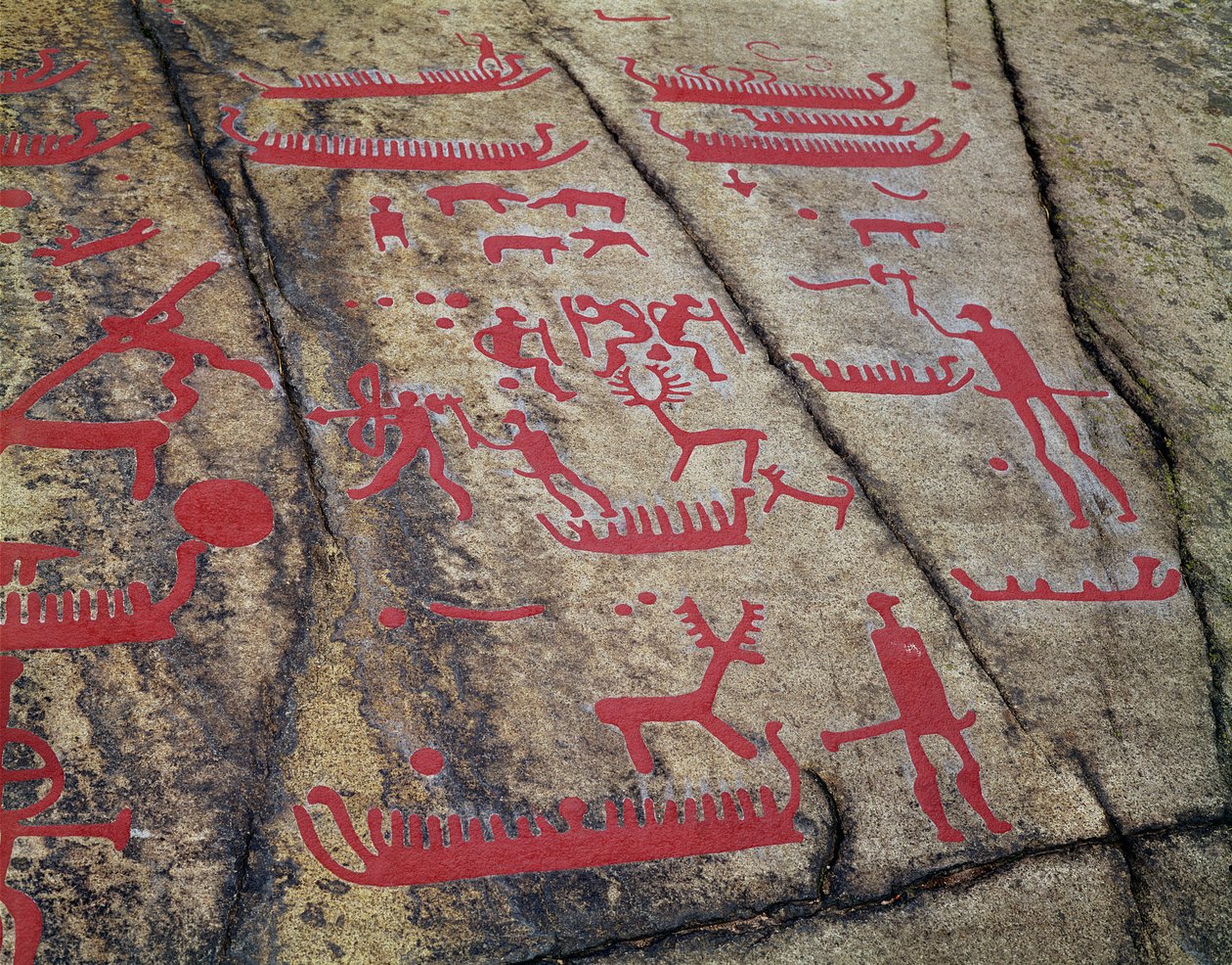 Csónakos és szarvasvadász jelenetek (kőfaragás) alkotó: Protohistoric