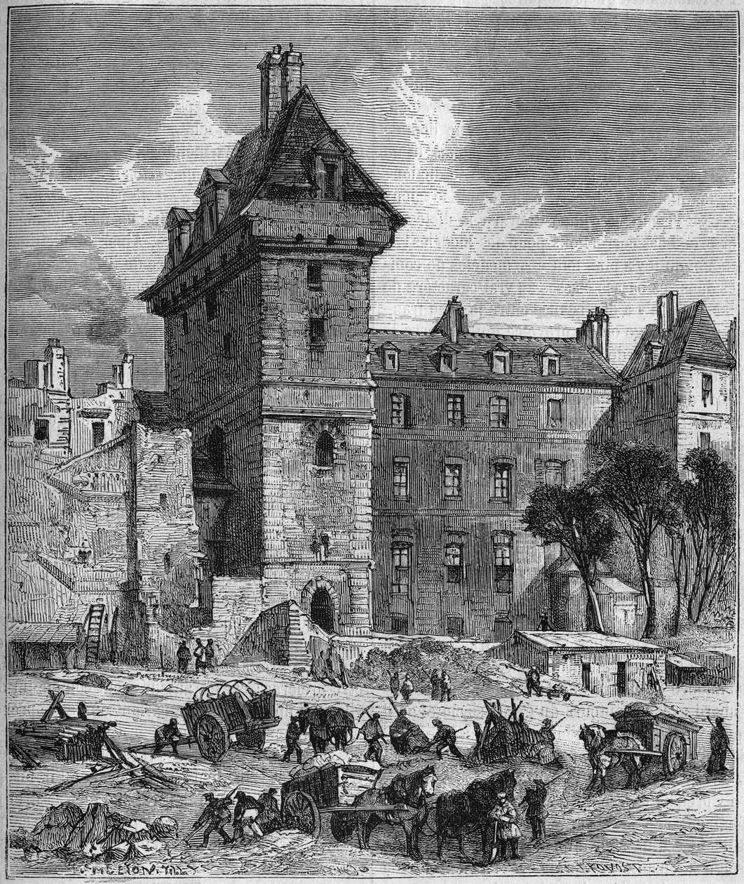 Kilátás a félelem nélküli Jean toronyra (15. század), a Hotel de Burgundy utolsó maradványa. Párizs alkotó: Provost Provost