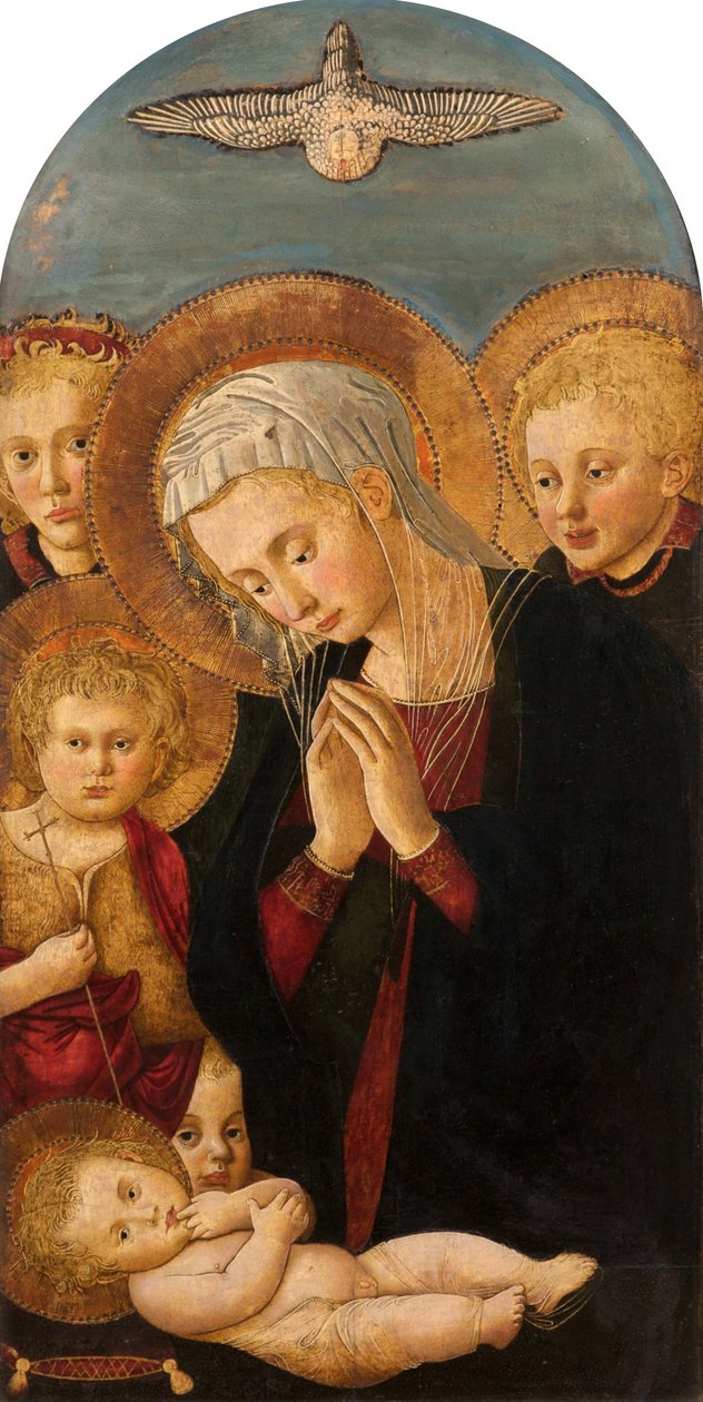 Madonna a Krisztus Gyermeket imádó Keresztelő Szent Jánossal és angyalokkal, 1480-1500 alkotó: Pier Francesco Fiorentino