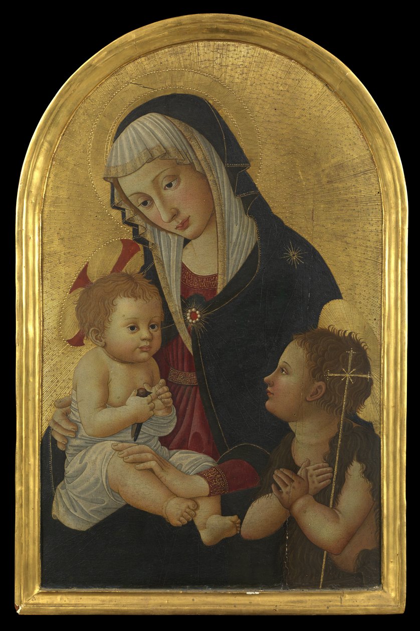 Szűz és gyermek aranypintyvel és Szent János csecsemővel, 1460 után (tempera a panelen) alkotó: Pseudo Pier Francesco Fiorentino