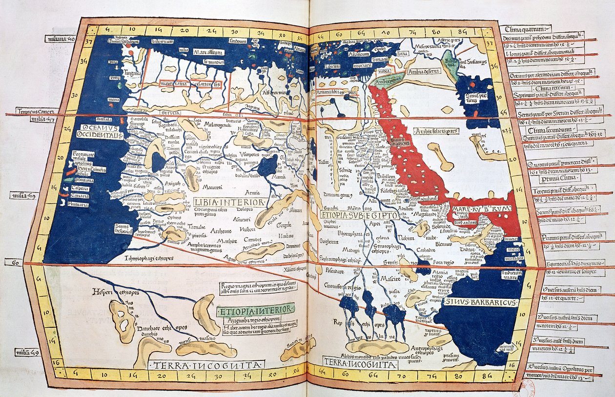Afrika térképe, 18. tábla a világ atlaszáról, 1486 alkotó: Ptolemy