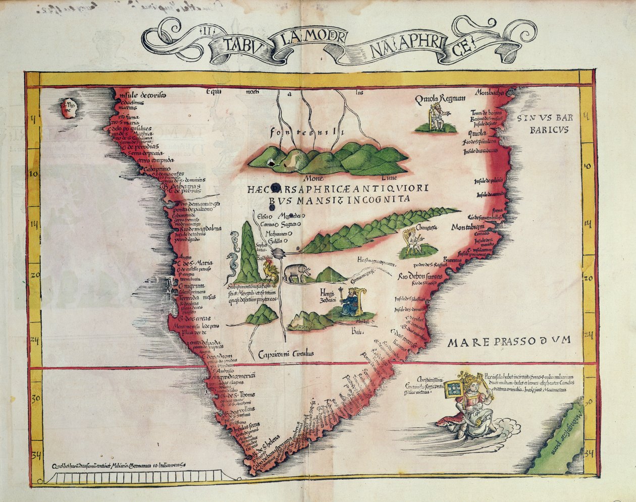 1522-ben Strasbourgban kiadott Dél-Afrika térképe alkotó: Ptolemy