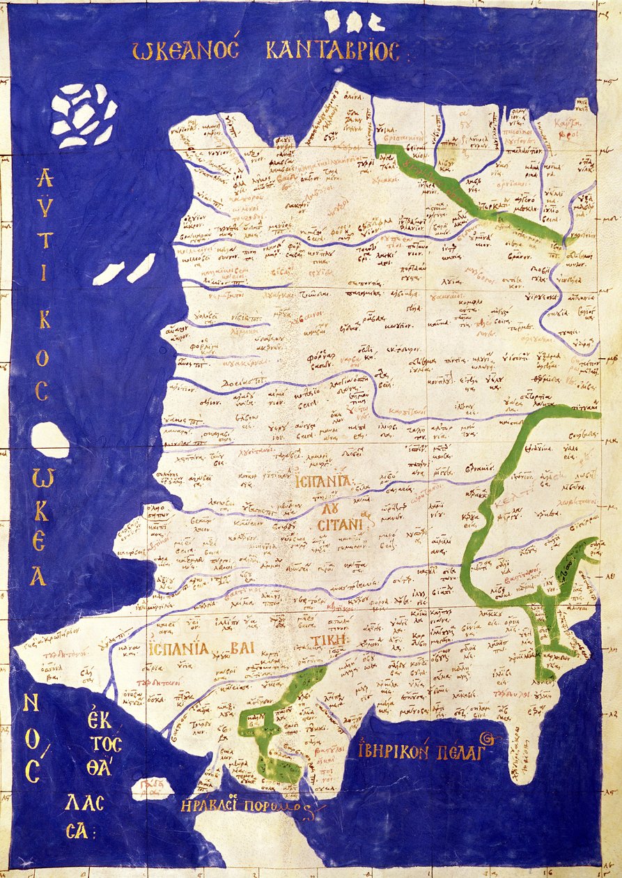 Spanyolország és Portugália térképe a „Geographia”-tól alkotó: Ptolemy