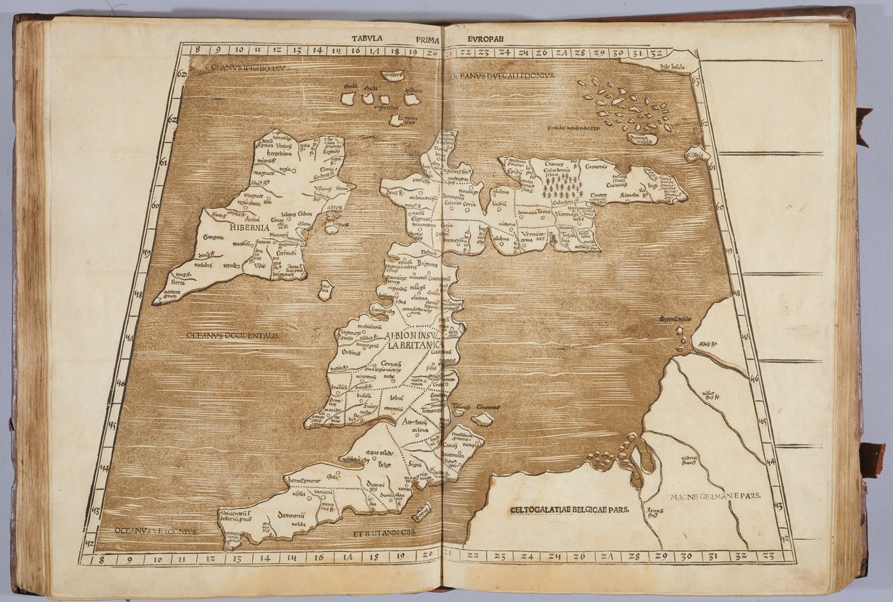 Európa első térképe a „Geographie work, a görögök utolsó transzdukciója a legszigorúbban préselt eredetikkel” című könyvéből, amelyet Johann Scott nyomtatott ki 1513-ban alkotó: Ptolemy