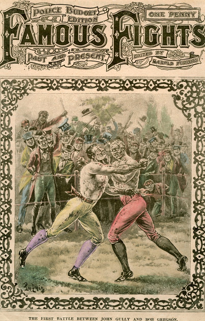 Az első csata John Gully és Bob Gregson között, 1807, a 19. század vége vagy a 20. század eleje. alkotó: Pugnis
