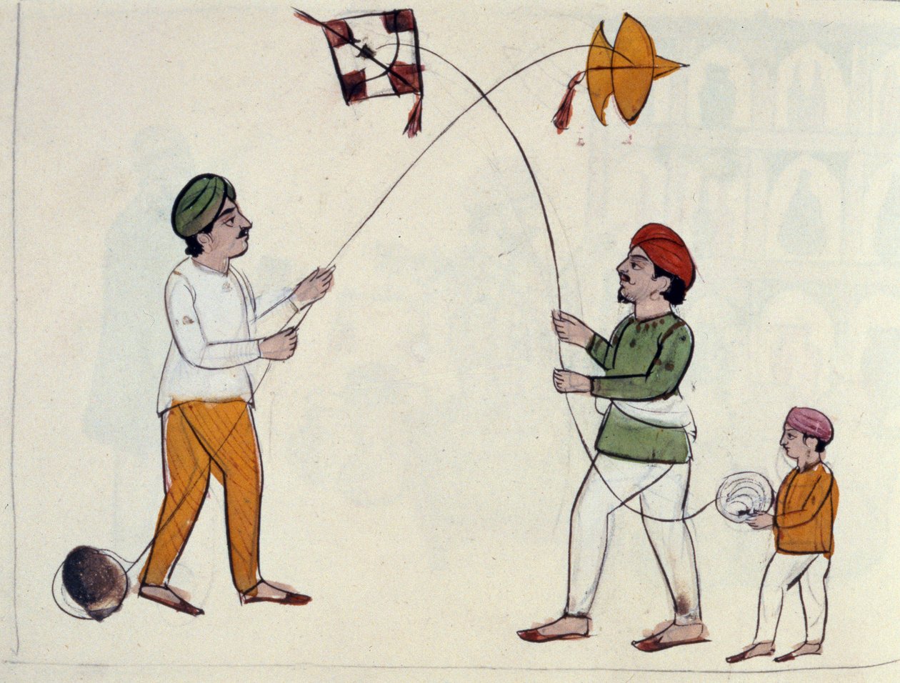 Repülő sárkányok, 1890 körül (wc papíron) alkotó: Punjabi School