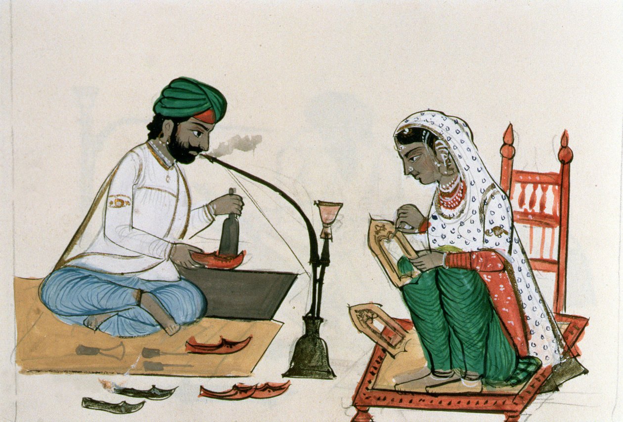 Shoe-Maker (Mochi) 1890 körül (wc papíron) alkotó: Punjabi School