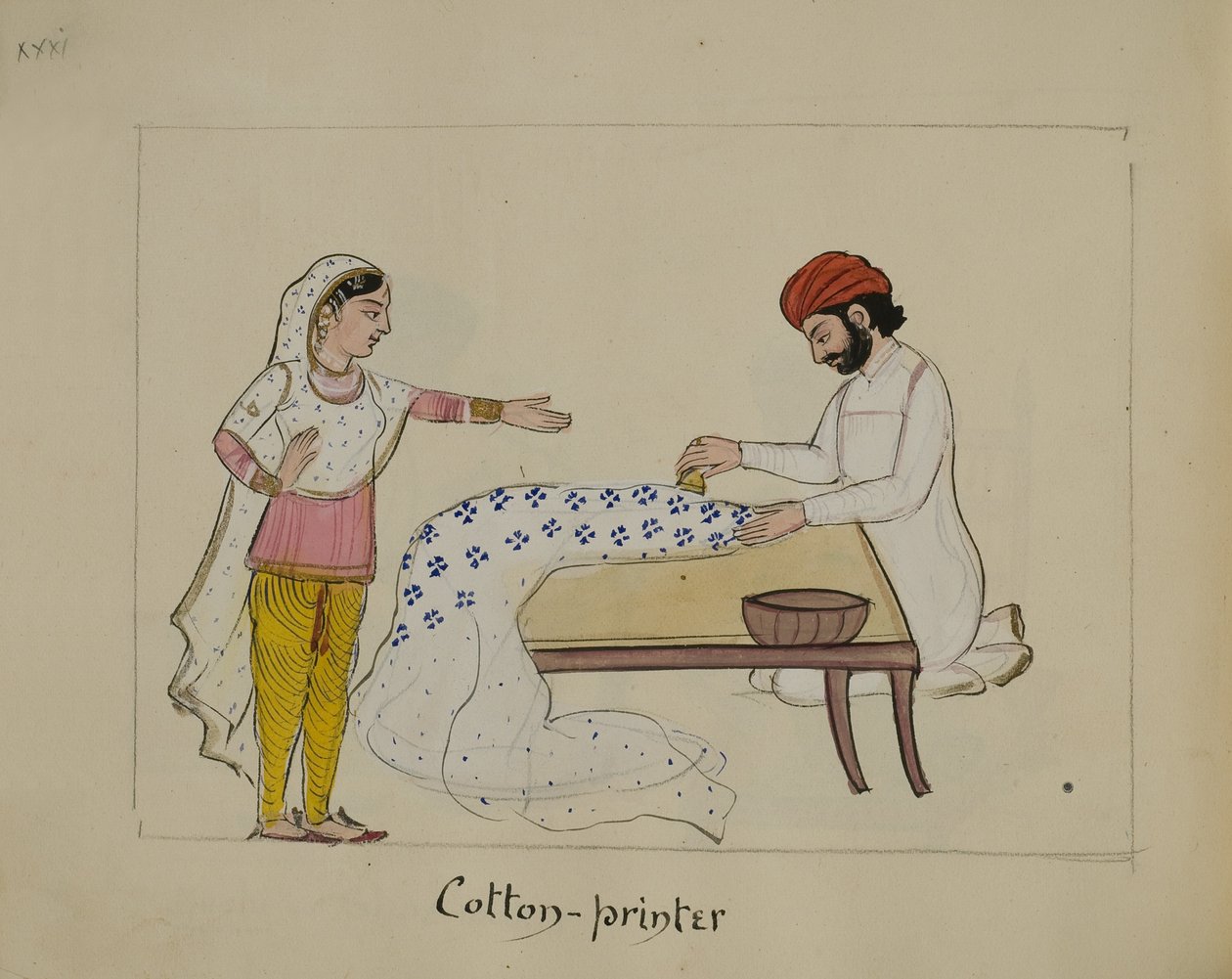 Egy pamutnyomtató alkotó: Punjabi School