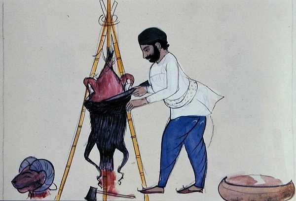 Hentes, 1890 körül (akvarell, papír) alkotó: Punjabi School