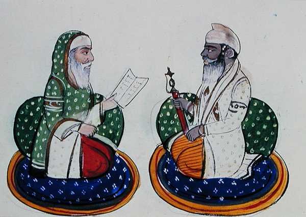 Fakir Nur-ud-din és Sardar Atar Singh, 1890 körül (akvarell papíron) alkotó: Punjabi School