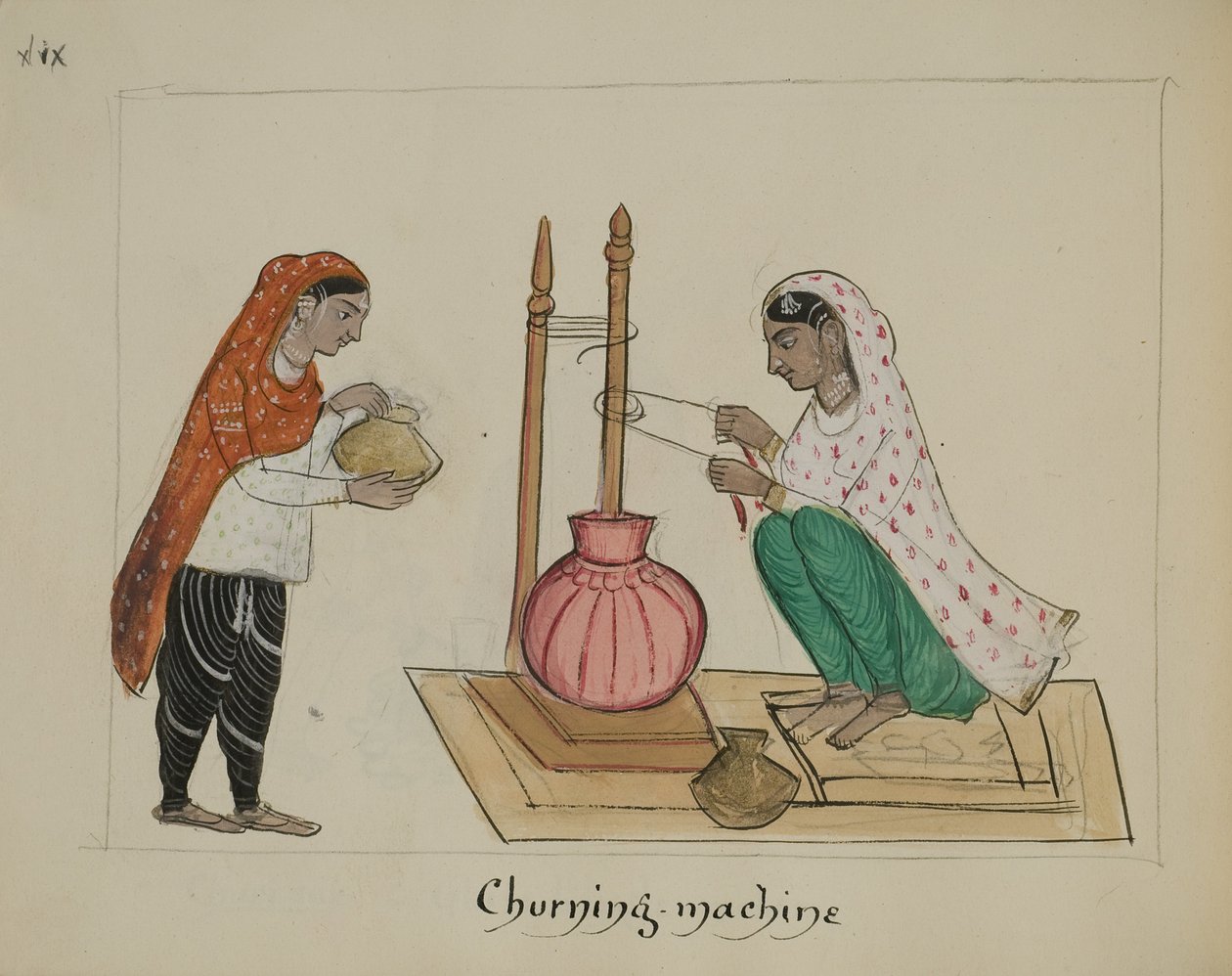 Két nő kavargó géppel alkotó: Punjabi School