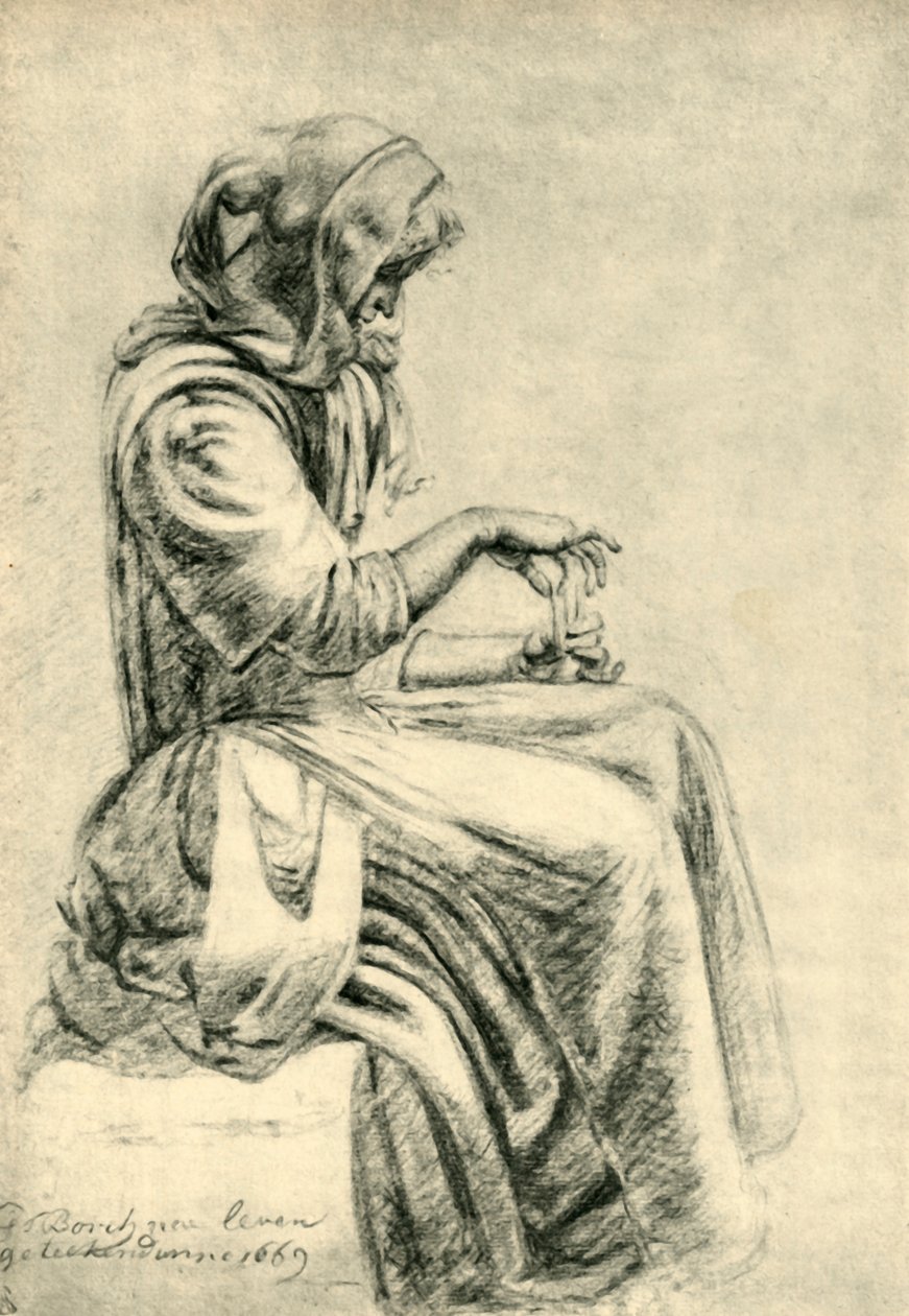 Ülő nő kártyával, 1669, 1943. alkotó: Pupil of Gerard ter Borch II