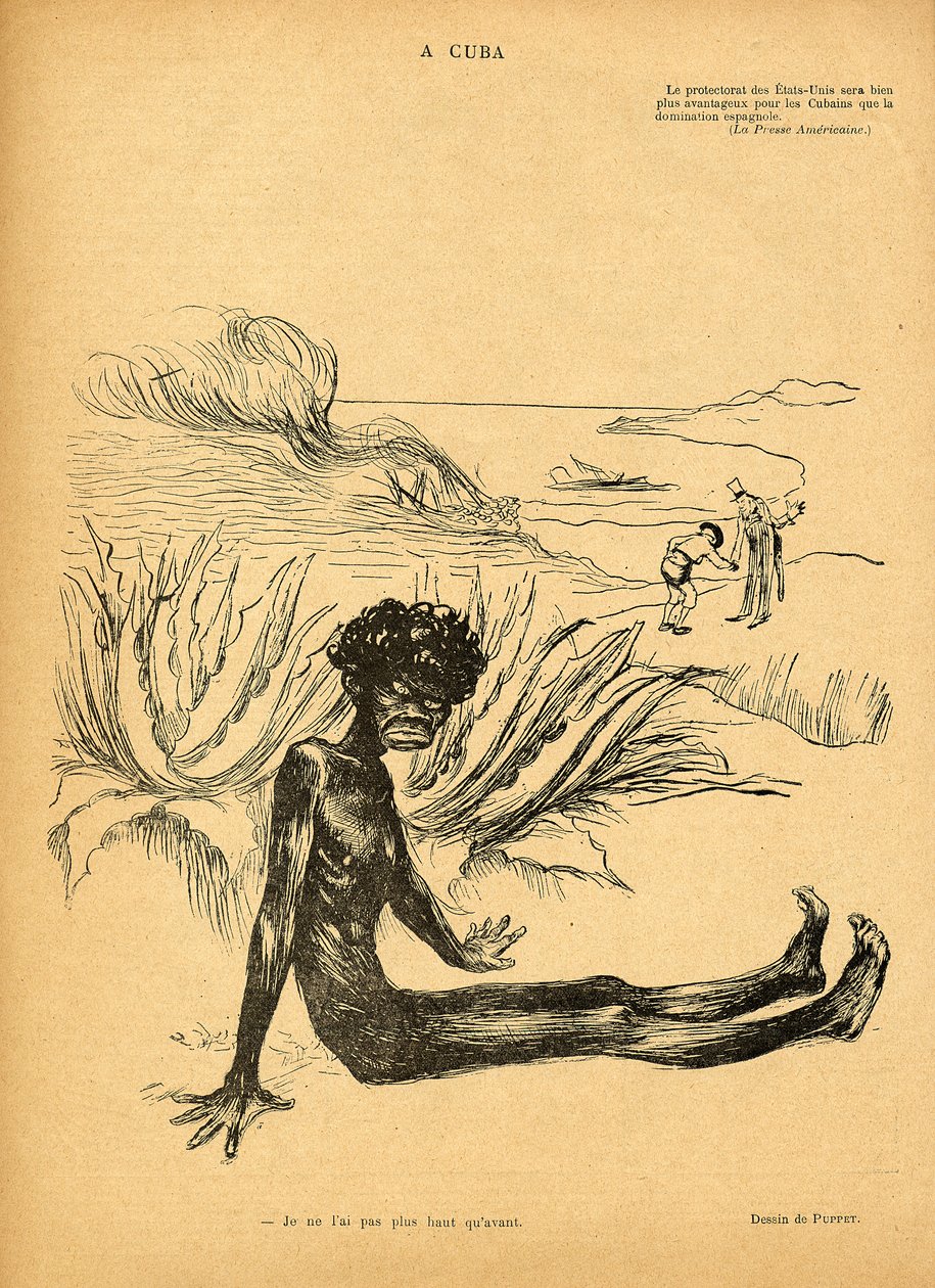 Az Egyesült Államok elfoglalja Kubát Spanyolországtól, rajzfilm a Le Rire-től, 1898. október 29 alkotó: Puppet