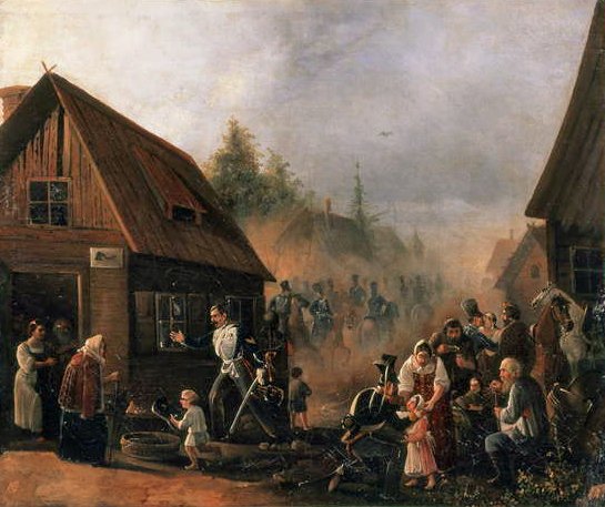 Jelenet az orosz-francia háborúból 1812-ben, 1852-ben alkotó: Pyotr Baykov