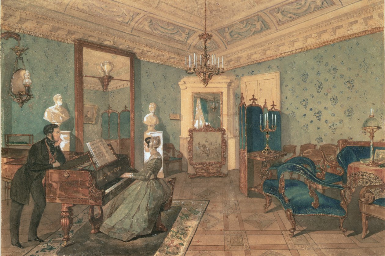 A Stieglitz báró szentpétervári házának szalonja, 1841 alkotó: Pyotr Fyodorovich Sokolov