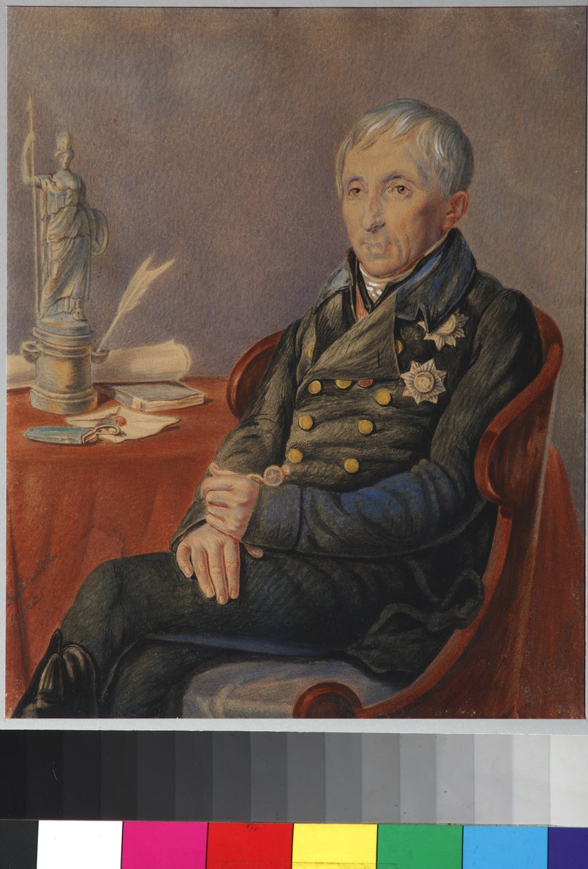 Alekszej Nyikolajevics Olenin (1763-1843) portréja Olenin, Pjotr ​​Alekszejevics (1828-1855) mellett alkotó: Pyotr Alexeevich Olenin