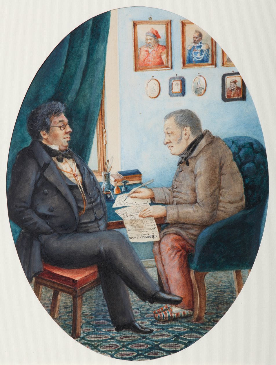 Faddey Venediktovich Bulgarin és Nikolay Ivanovich Grech, 1849 alkotó: Pyotr Andreyevich Karatygin