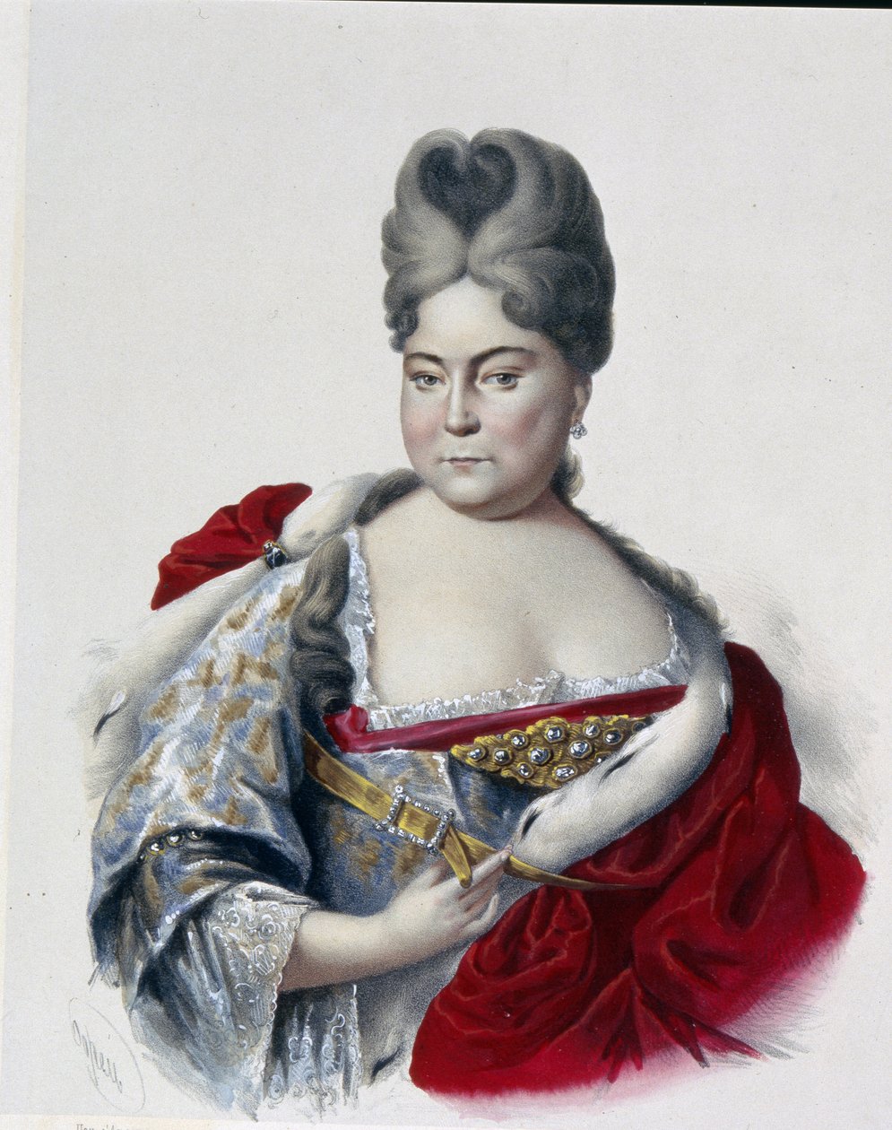 Natalja Alekszejevna orosz nagyhercegnő (1673-1716), I. Nagy Péter cár (1672-1725) nővére portréja. (Natalja Alekszejevna orosz nagyhercegnő, Nagy Péter cár húga portréja). Pjotr ​​Fjodorovics Borel (1829-1898) munkája, alkotó: Pyotr Fyodorovich Borel