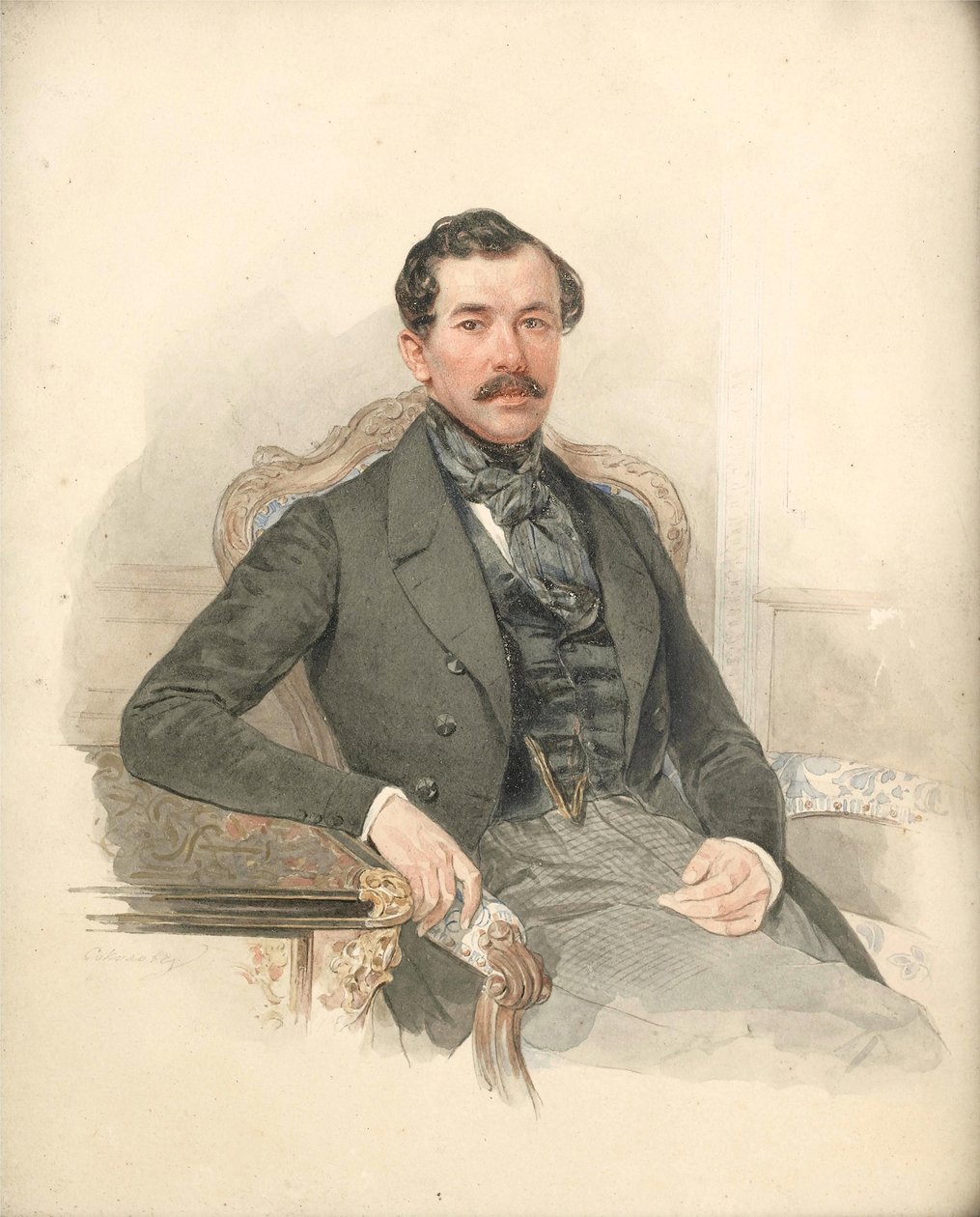 Maximilien de Leuchtenberg, mecénás és ásványkutató - Maximilian de Beauharnais, Leuchtenberg 3. hercegének (1817-1852) portréja - Pjotr ​​Fjodorovics Szokolov (1791-1848). Akvarell kartonon Méret: 25x21 cm Magángyűjtemény alkotó: Pyotr Fyodorovich Sokolov