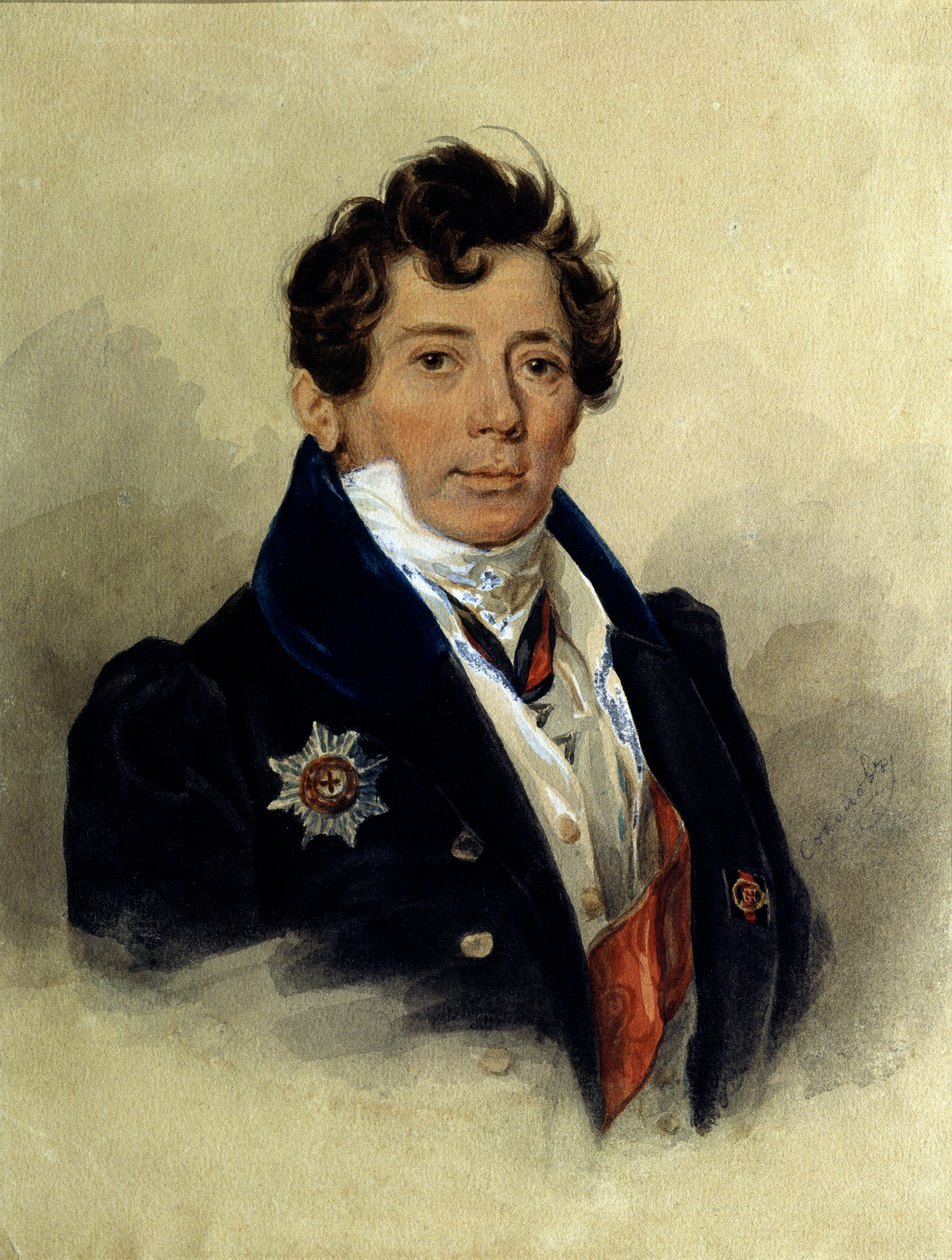 "Alexander Turgenyev (1784-1846), orosz történész és államférfi portréja" Pjotr ​​Fjodorovics Szokolov (1791-1848) litográfiája 1816 Puskin Emlékmúzeum, Szentpétervár alkotó: Pyotr Fyodorovich Sokolov