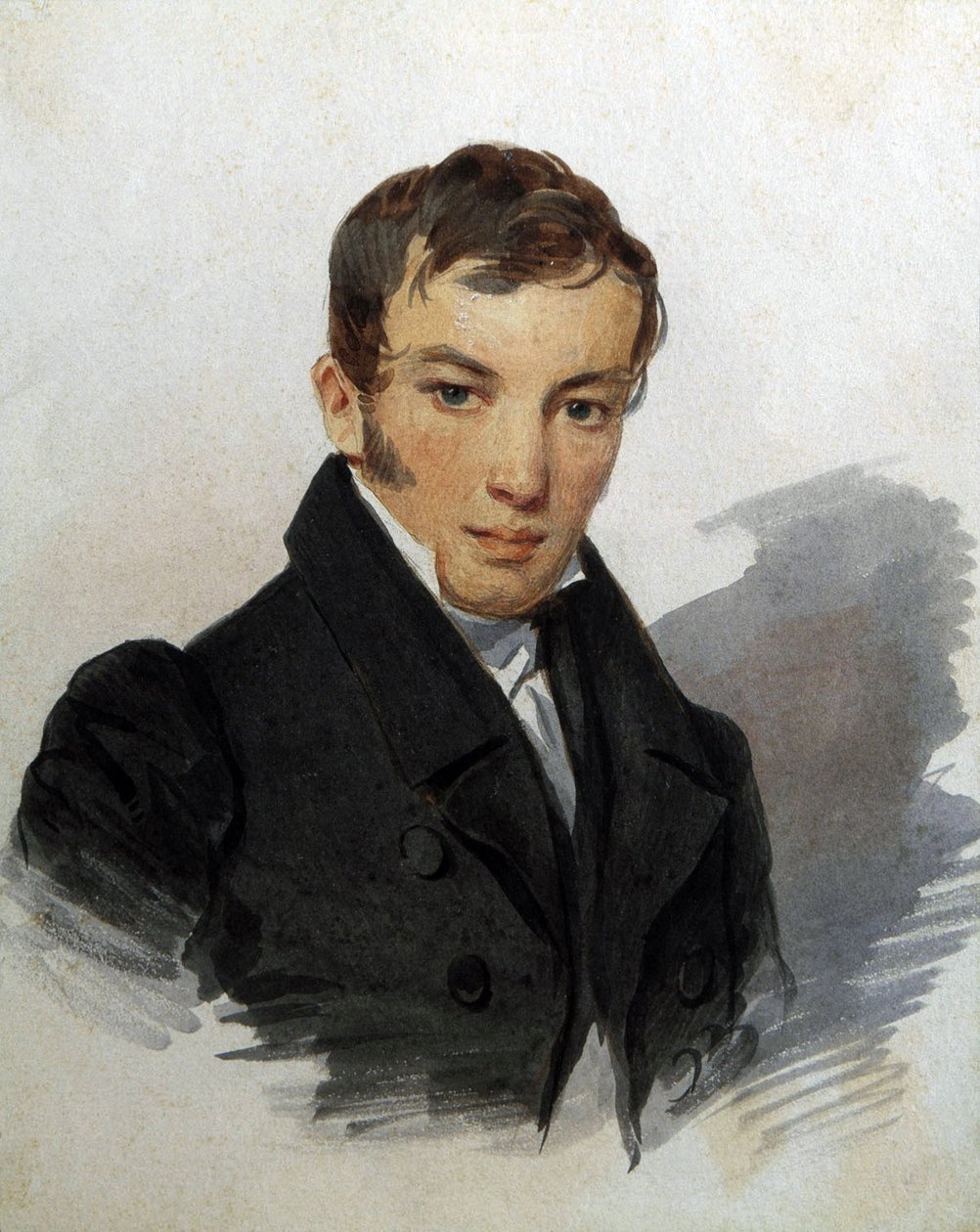 Vaszilij Joukovski (1783-1852) orosz költő portréja (Vaszilij Zsukovszkij költő portréja). Piotr (Pjotr) Fiodorovitch Szokolov (Sokolov Péter) (1791-1848) munkája, 1820 körül. Akvarell papíron. Szentpétervár, Múzeum A. Puskin Emlékmúzeum alkotó: Pyotr Fyodorovich Sokolov