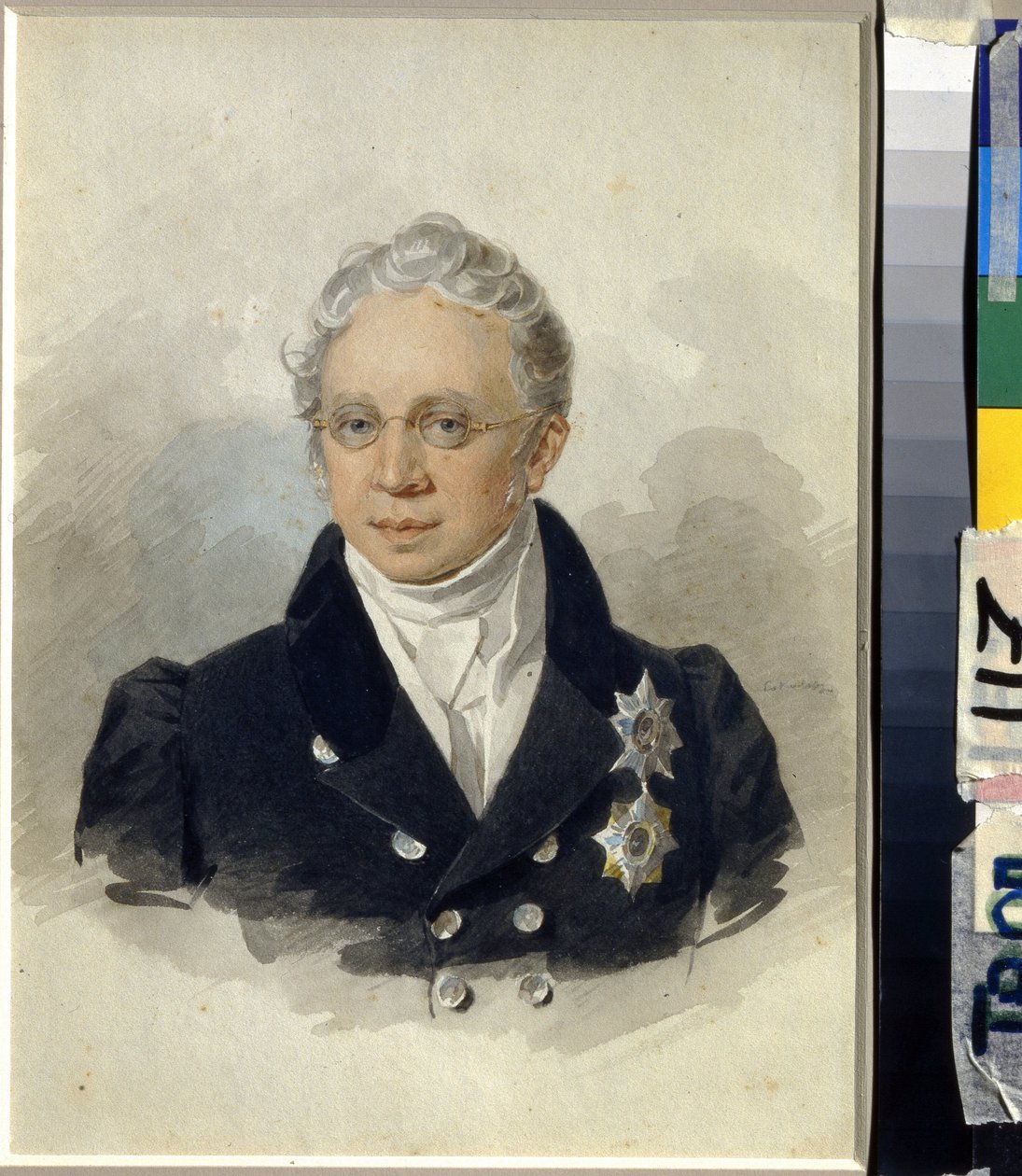 Charles Robert de Nesselrode gróf (Karl Robert von Nesselrode) portréja (1780-1862). (K. R. Nesselrode gróf portréja). Pjotr ​​(Pjotr) Fjodorovics Szokolov (Pierre Szokolov) (1791-1848) alkotása, akvarell, papír, 1829 után. Orosz művészet XIX. alkotó: Pyotr Fyodorovich Sokolov