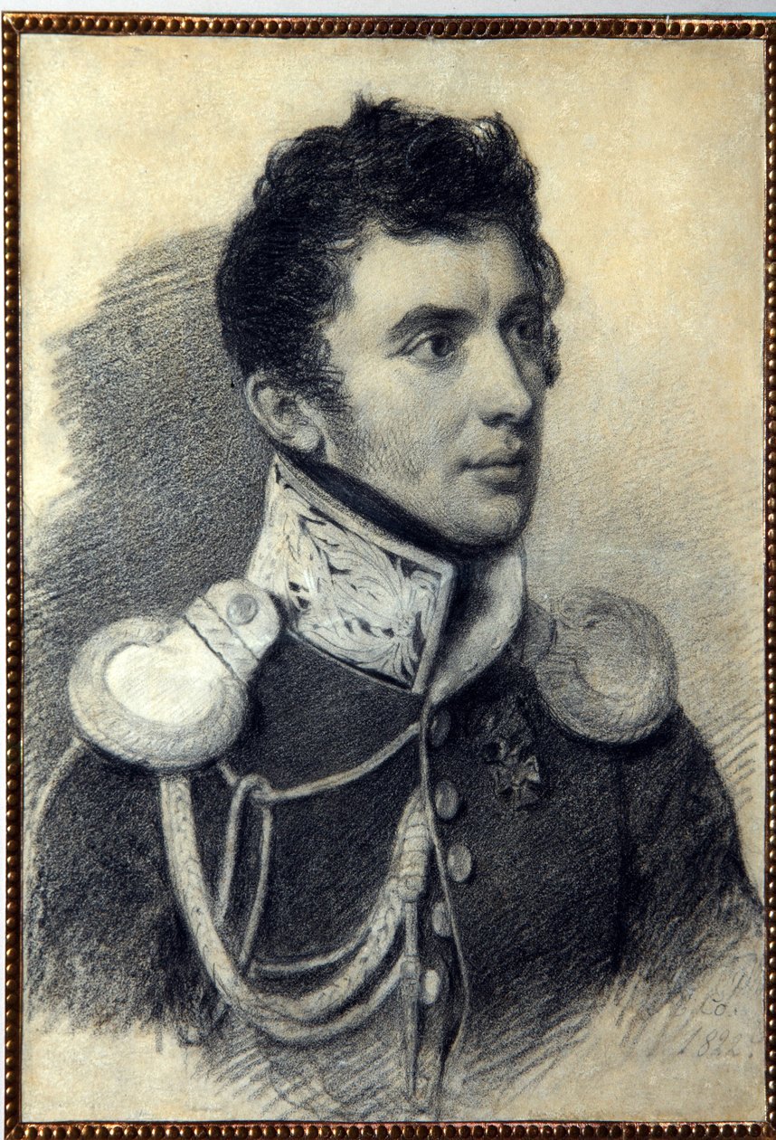 Nyikita Muravjov (1797-1843) dekabrista (vagy dekabrista) portréja. (N.Muravjov dekabrista portréja). Pjotr ​​(Pjotr) Fjodorovics Szokolov (Pierre Szokolov) (1791-1848) alkotása, ceruza és pasztell kartonon, 1822. Orosz művészet, 19. század, romantika. A.P alkotó: Pyotr Fyodorovich Sokolov