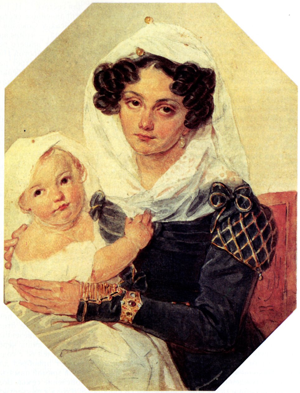 Mária N. Volkonszkaja grófnő portréja 1805-1863 fiával, Nyikolajjal, 1826 alkotó: Pyotr Fyodorovich Sokolov