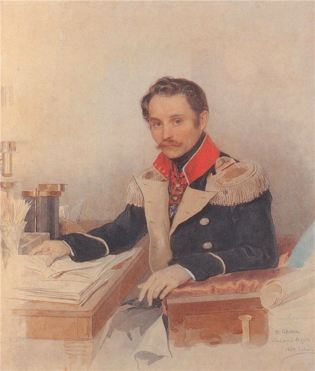 Leonty Vasziljevics Dubelt 1792-1862, a csendőrhadtest vezérkari főnökének portréja, 1834 alkotó: Pyotr Fyodorovich Sokolov