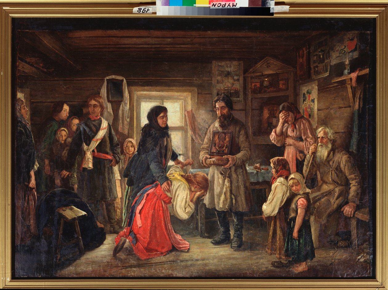 A házasság előtt – Pjotr ​​Ivanovics Cselebrovski (1859-1921) festménye, olaj, vászon, 1900 körül, orosz művészet alkotó: Pyotr Ivanovich Tselebrovski